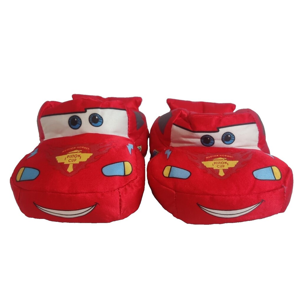 Disney Pixar Cars Toddler Boys Lightning McQueen Plush Slip-ons  size 7/8